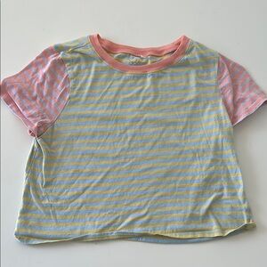 PacSun Pink and Yellow Short Sleeve Tees Casual Striped